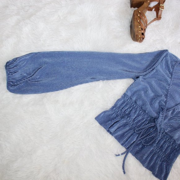 Mistyrose Bishop Sleeve Faux Wrap Blouse - Picture 6 of 14